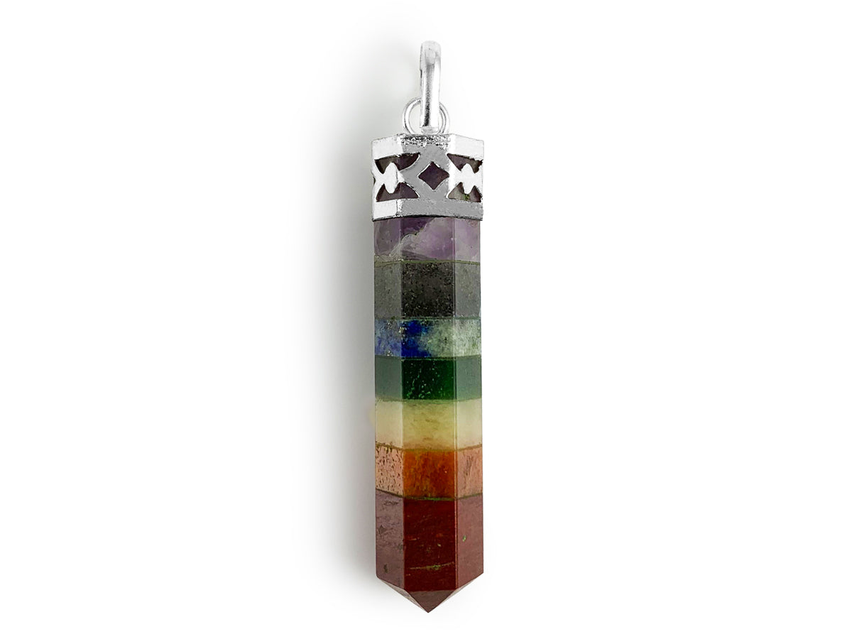 Dije Punta de los 7 Chakras 8 Caras Electroformado - en punta natural