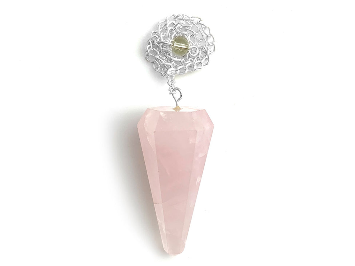 Péndulo Facetado de Cuarzo Rosa 6 Caras - tipo péndulo