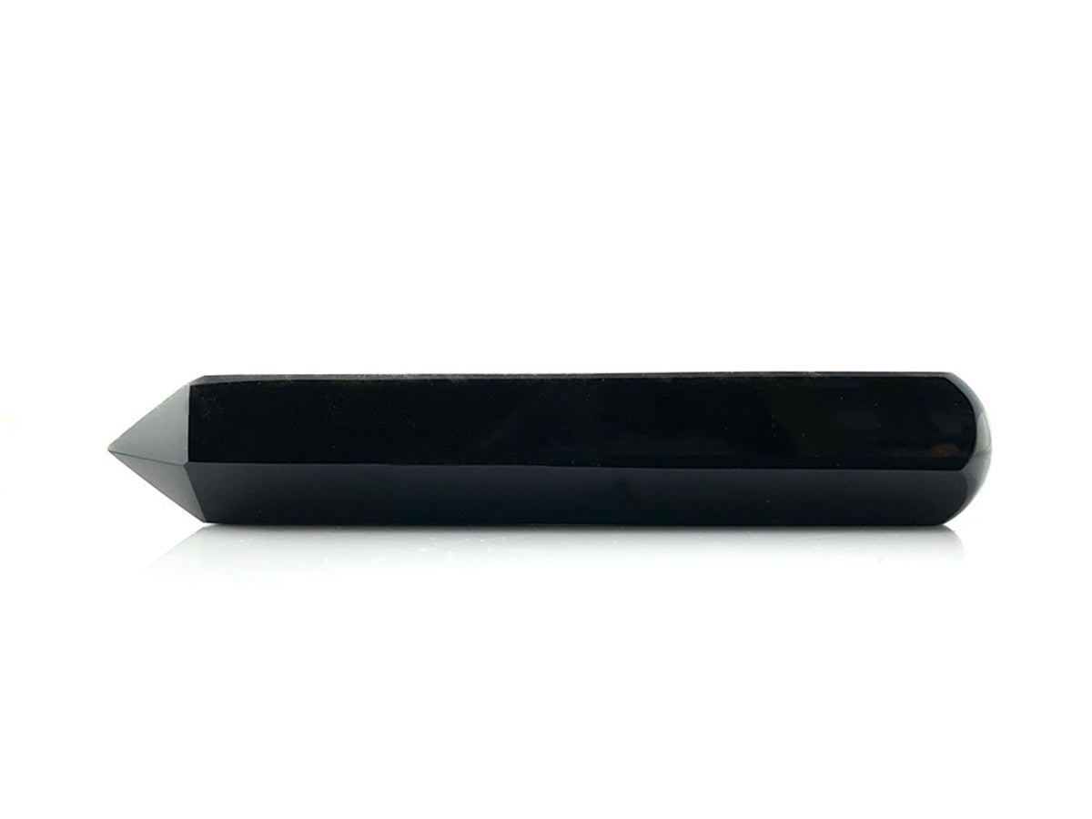 Punta Masaje de Obsidiana Negra Pulida - en punta natural
