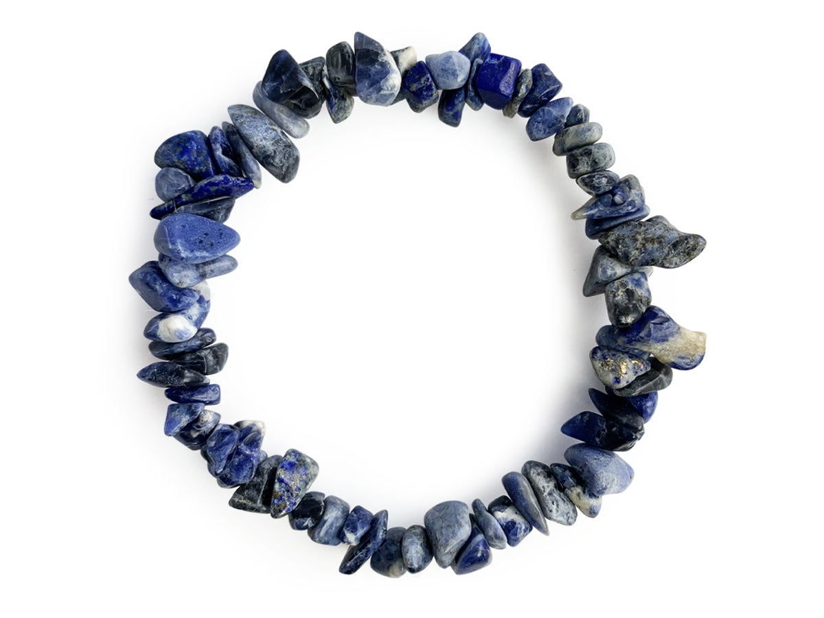 Pulsera Chips de Sodalita Hilo Elástico - pulsera de piedras