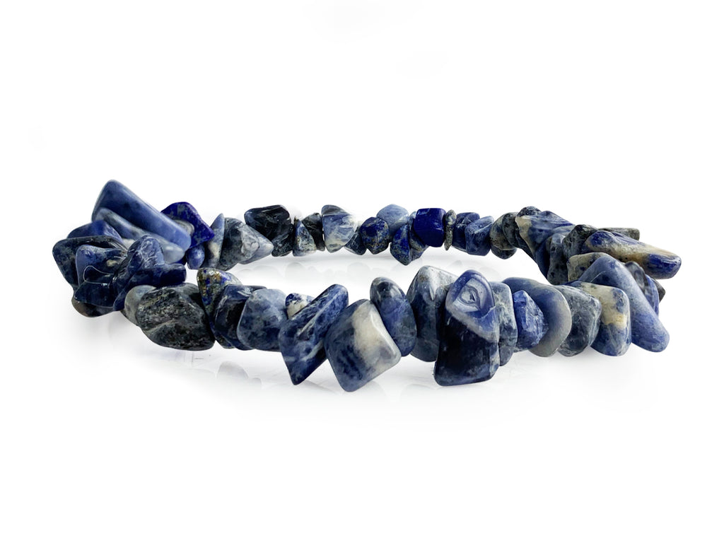Pulsera Chips de Sodalita Hilo Elástico - vista lateral
