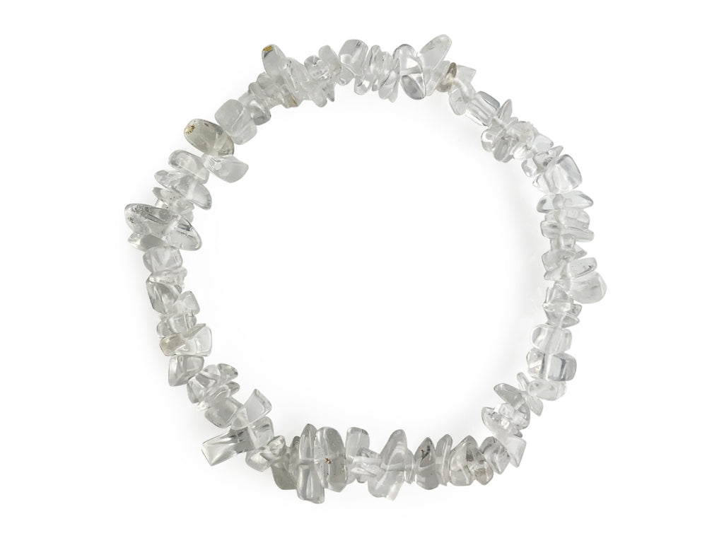 Pulsera Chips de Cuarzo Blanco Hilo Elástico - pulsera de piedras