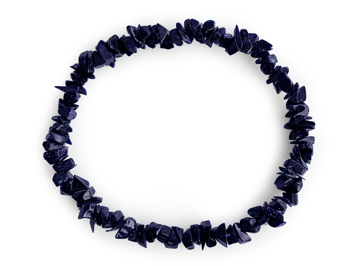 Pulsera Chips de Aventurina Azul Hilo Elástico - pulsera de piedras