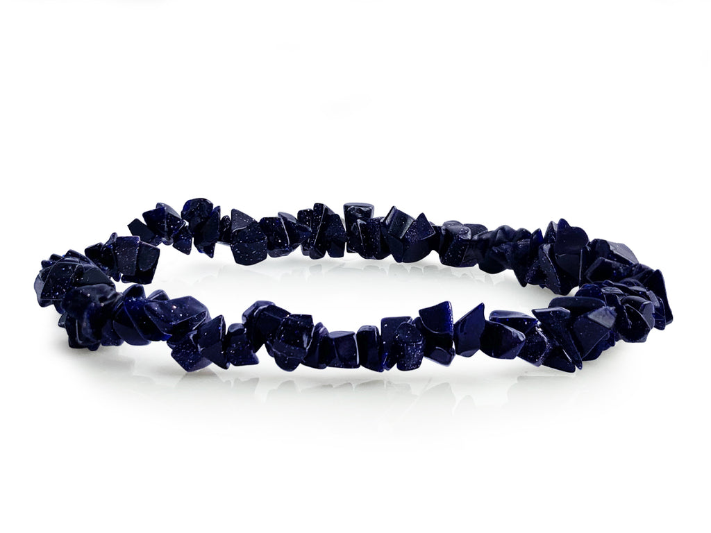 Pulsera Chips de Aventurina Azul Hilo Elástico - vista lateral