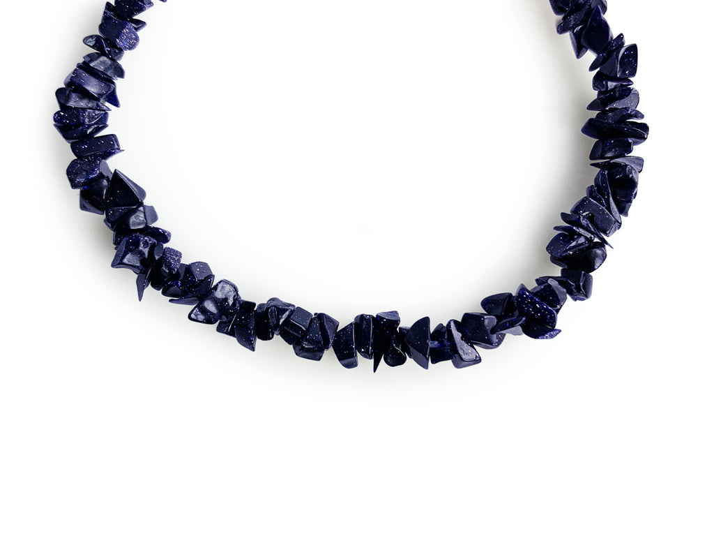 Pulsera Chips de Aventurina Azul Hilo Elástico - detalle de textura y color