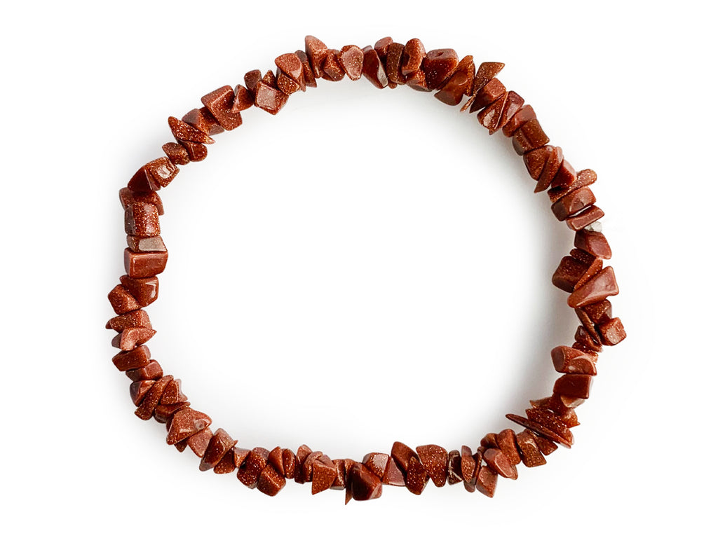 Pulsera Chips de Aventurina Dorada Hilo Elástico - pulsera de piedras