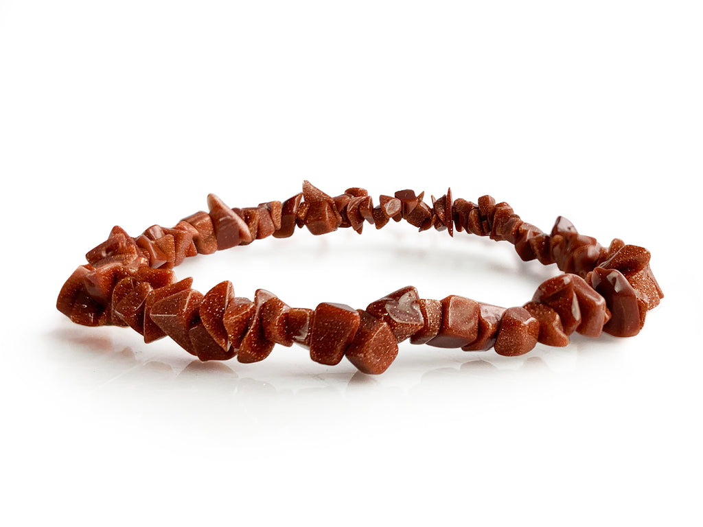 Pulsera Chips de Aventurina Dorada Hilo Elástico - vista lateral