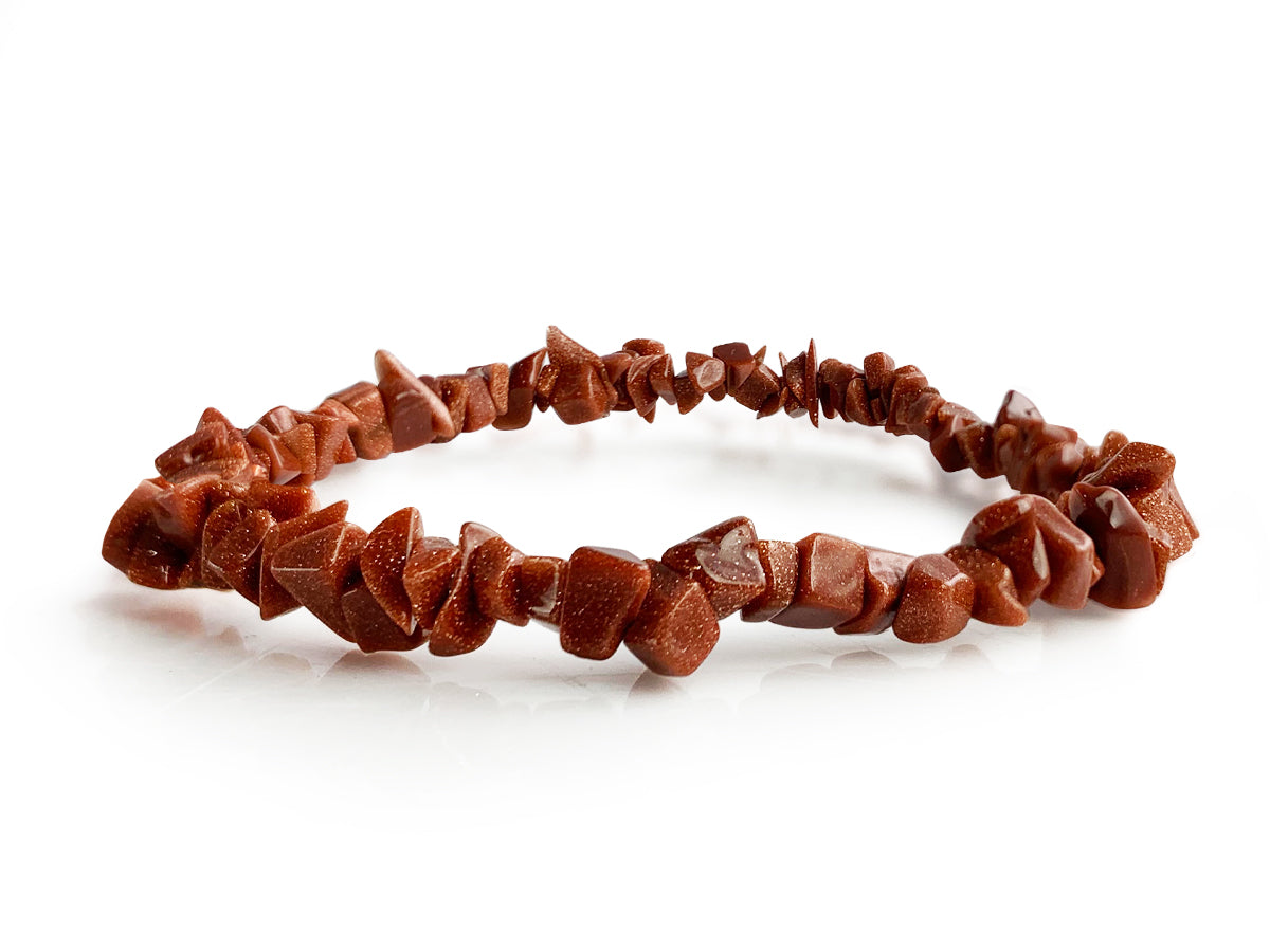 Pulsera Chips de Aventurina Dorada Hilo Elástico - vista lateral