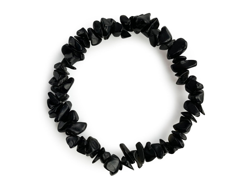Pulsera Chips de Ónix Negro Hilo Elástico - pulsera de piedras