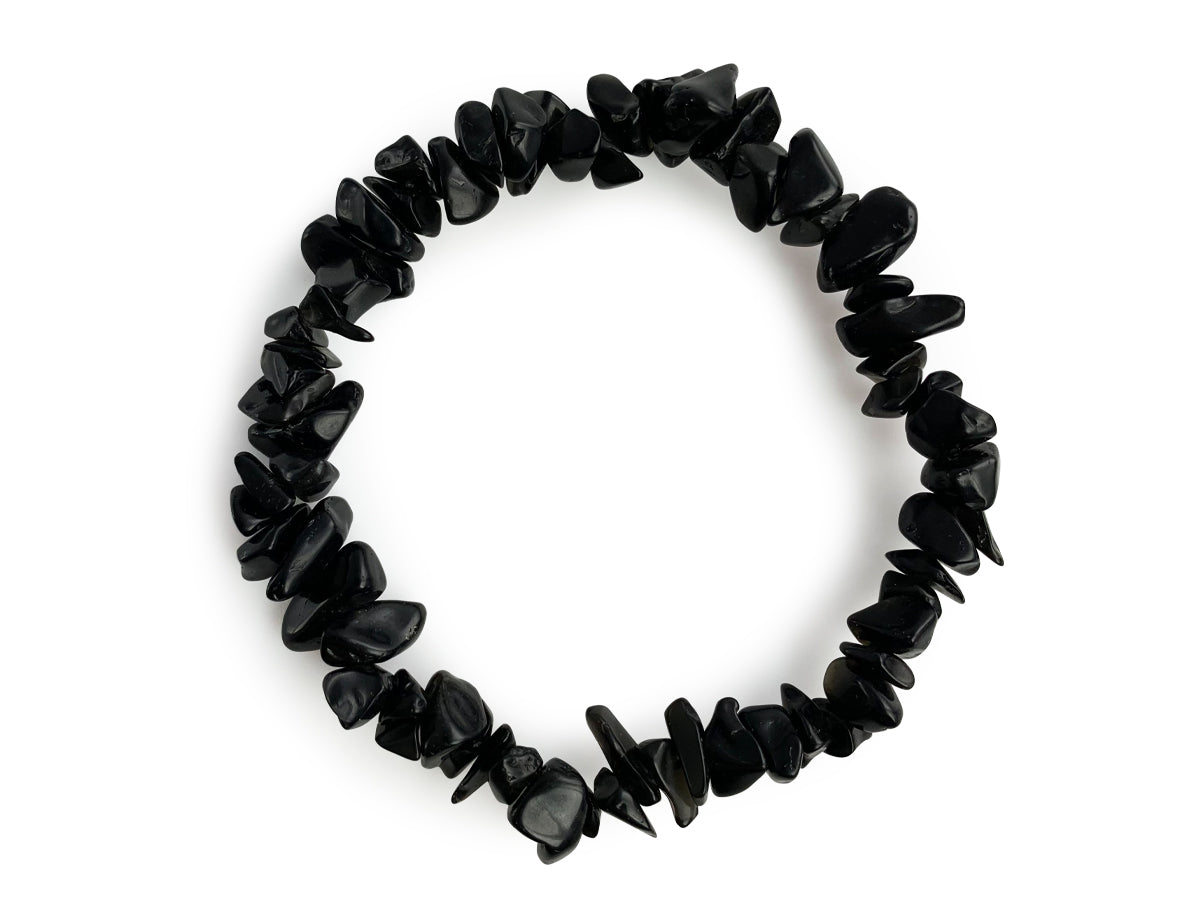 Pulsera Chips de Ónix Negro Hilo Elástico - pulsera de piedras