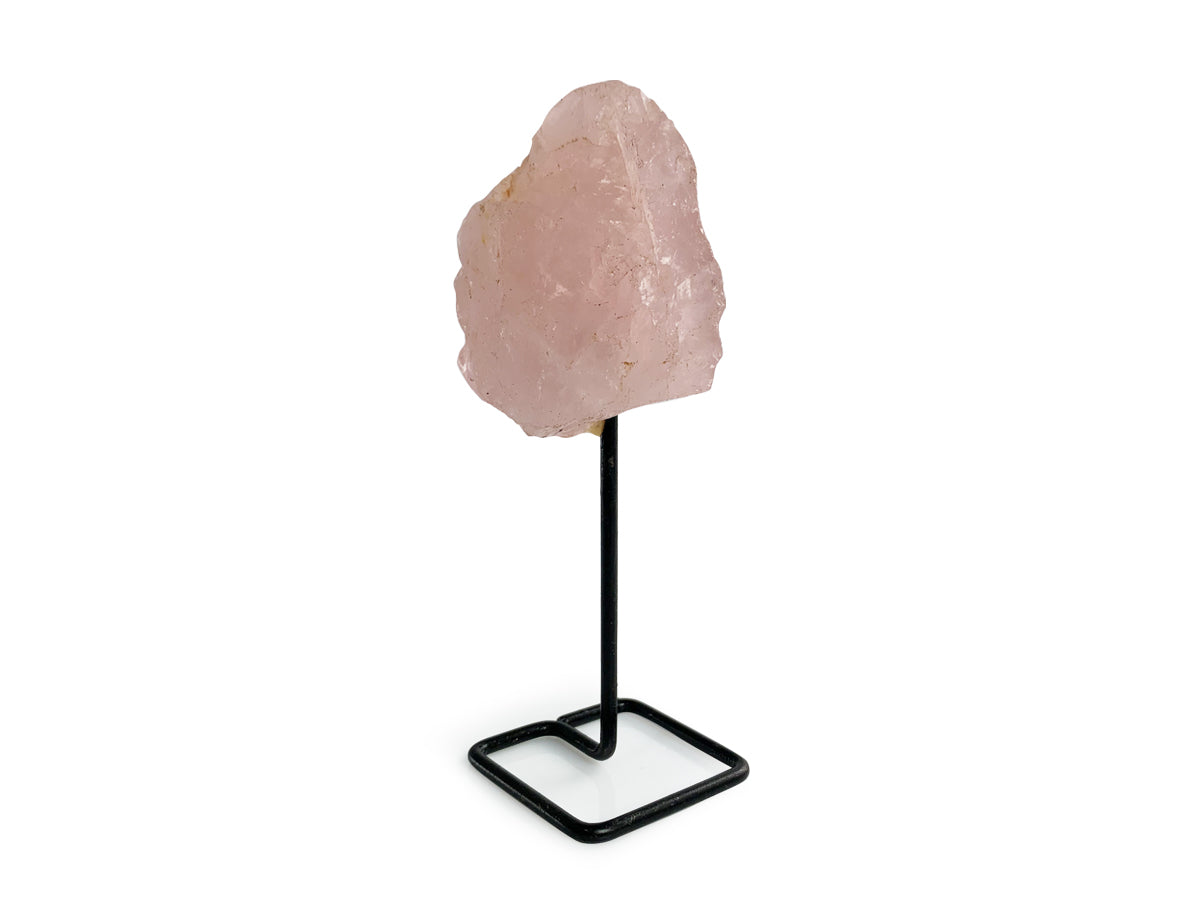 Pin Decorativo de Cuarzo Rosa en Base Metálica - vista lateral