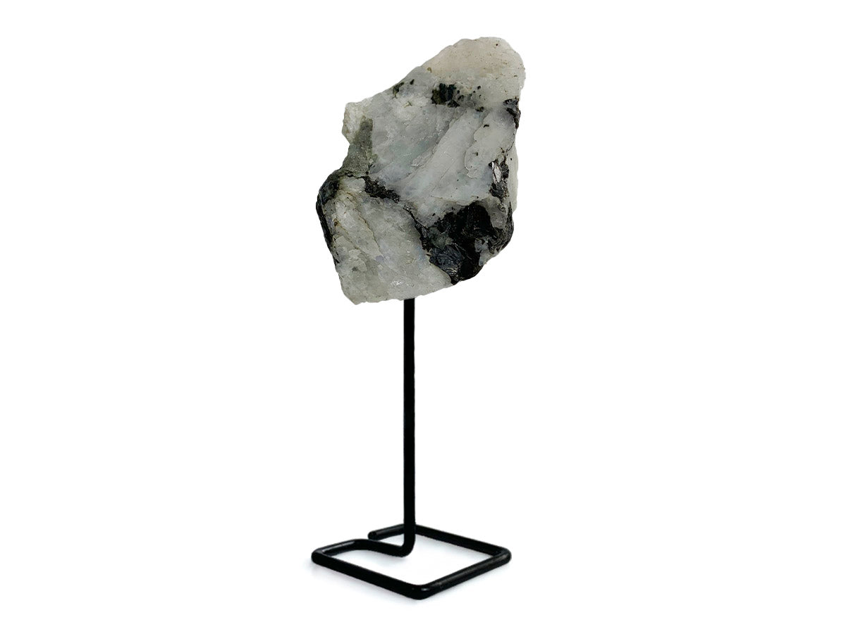 Pin Decorativo de Piedra Luna en Base Metálica - vista lateral