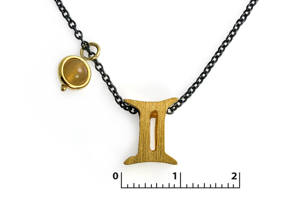 Collar del Zodiaco "géminis" Pavonado con Mineral - vista posterior