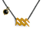 Collar del Zodiaco Acuario con Mineral Hematita - collar con dije