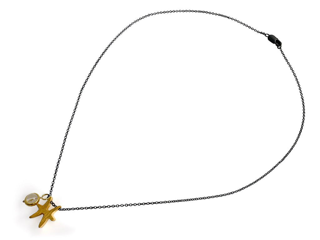 Collar del Zodiaco Piscis con Mineral Cuarzo Blanco - vista lateral