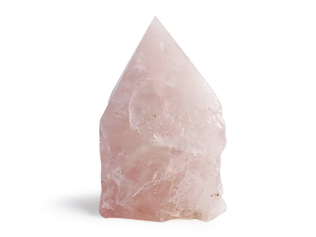 Punta de Cuarzo Rosa Mediana 4 Caras Pulidas - en punta natural