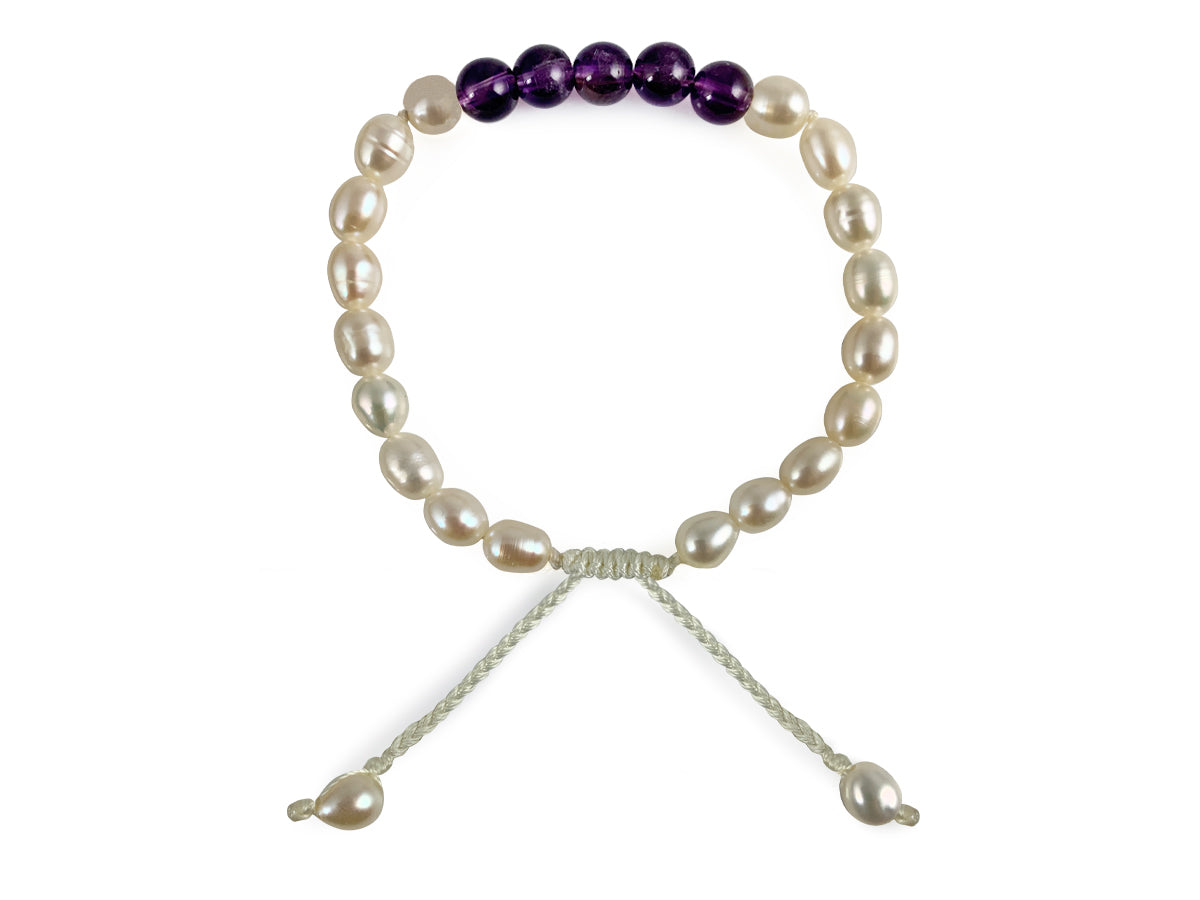 Pulsera Chakras Sahasrara de Perlas con Amatista - pulsera de piedras