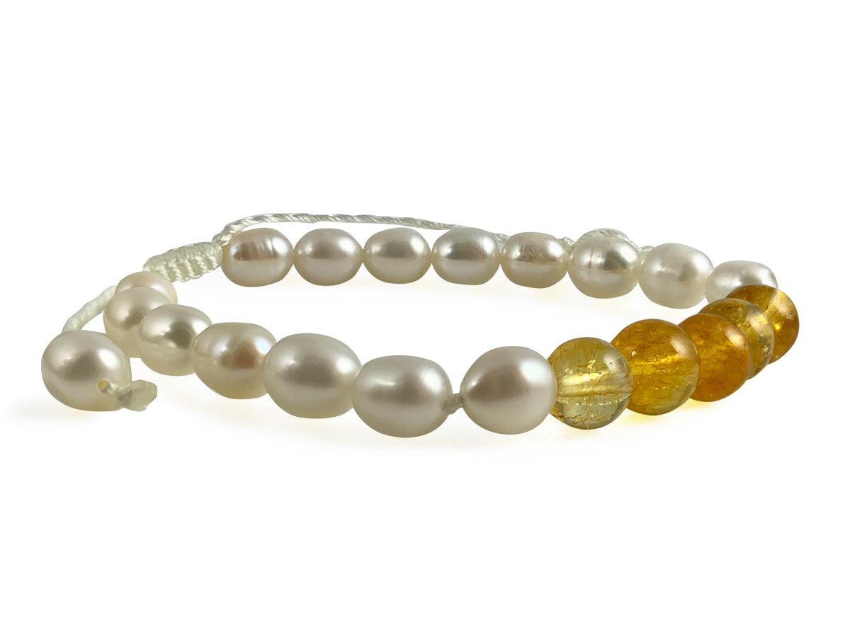 Pulsera Chakras Manipura de Perlas con Citrino - vista lateral