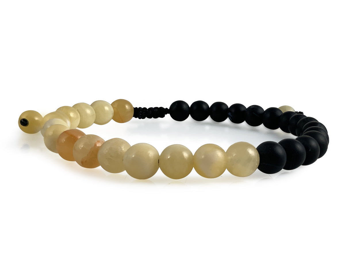 Pulsera Chakras Manipura de Ágata Mate con Calcita Amarilla - vista lateral