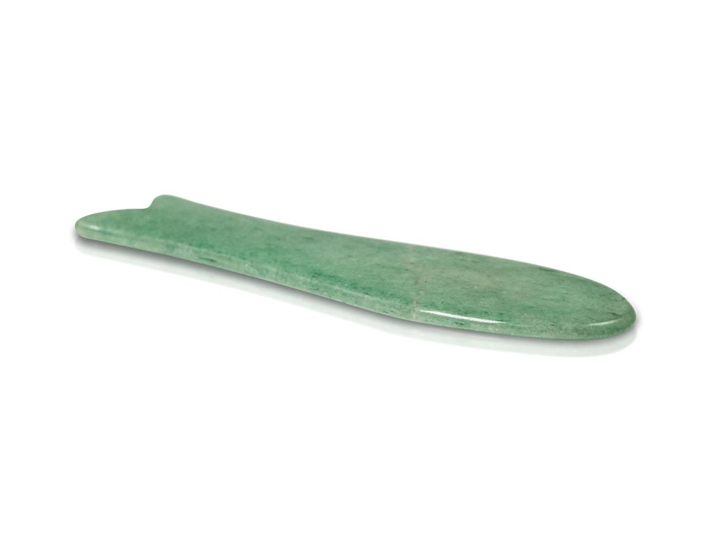 Gua-sha "cola de Pez" de Venturina Verde - detalle de textura y color