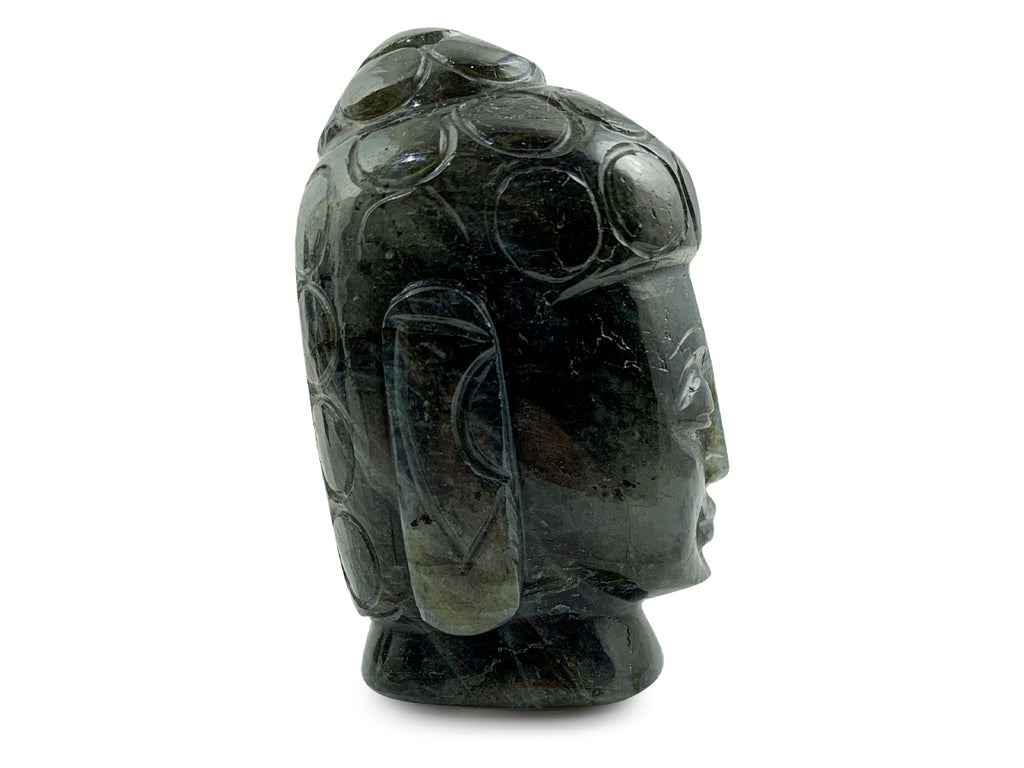 Cabeza de Buda de Labradorita - detalle de textura y color