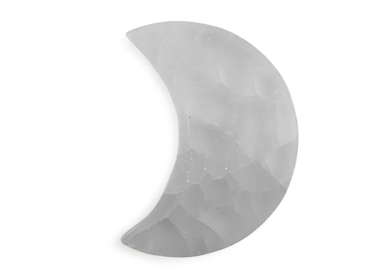 Placa de Selenita Media Luna - tallada en forma de luna