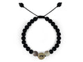Pulsera Maya Jaguar de Ágata Botswana y Piedra Volcánica - pulsera de piedras