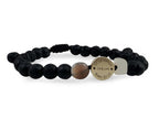 Pulsera Maya Jaguar de Ágata Botswana y Piedra Volcánica - vista lateral