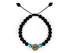 Pulsera Maya Perro de Howlita Azul y Piedra Volcánica - pulsera de piedras