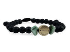 Pulsera Maya Serpiente de Esmeralda y Piedra Volcánica - vista lateral
