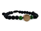 Pulsera Maya Conejo de Ágata Verde y Piedra Volcánica - vista lateral