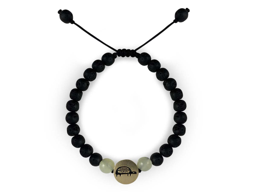 Pulsera Maya Tortuga de Serpentina y Piedra Volcánica - pulsera de piedras