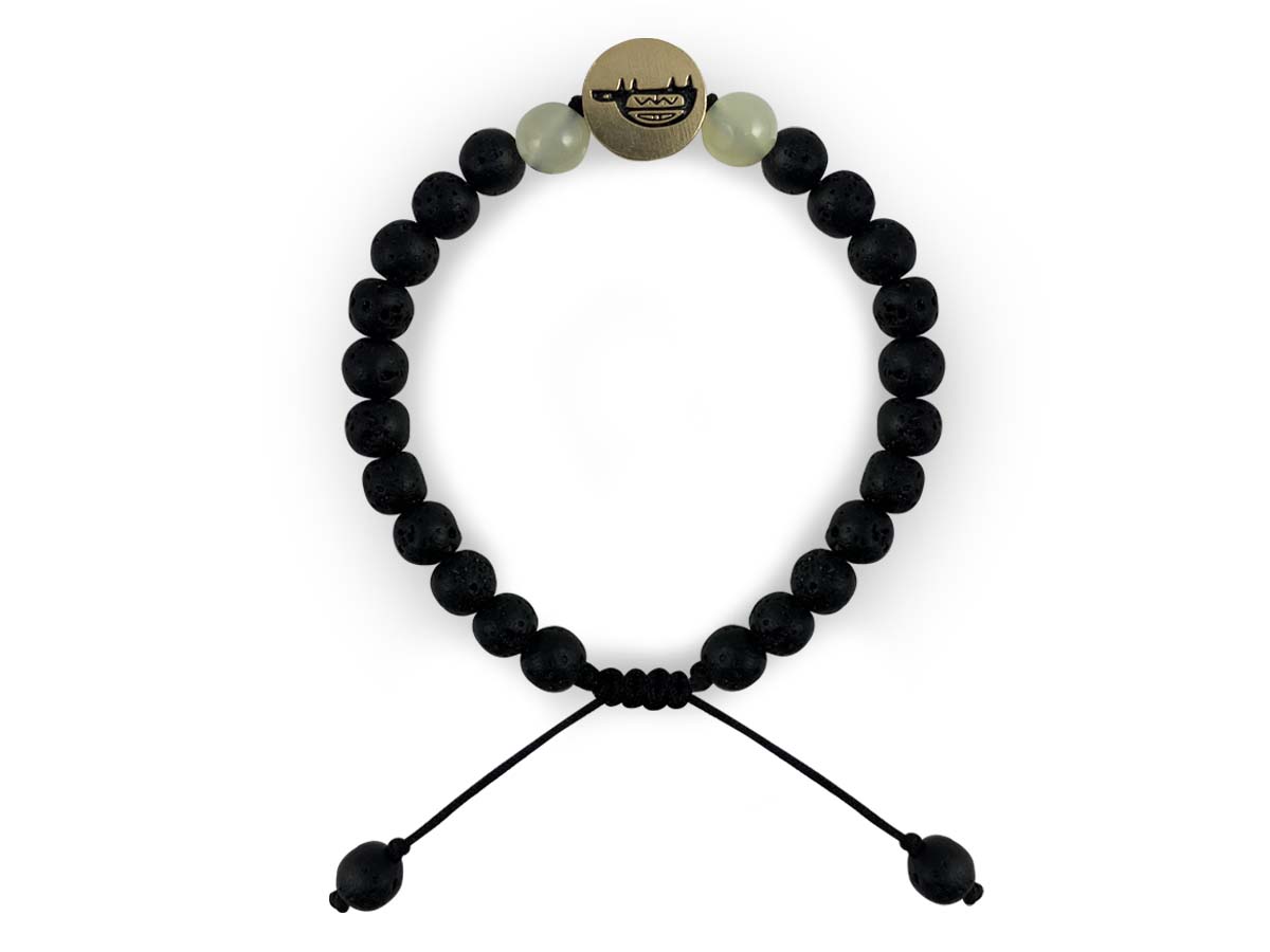 Pulsera Maya Tortuga de Serpentina y Piedra Volcánica - pulsera de piedras