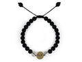 Pulsera Maya Murciélago de Cuarzo Blanco y Piedra Volcánica - pulsera de piedras