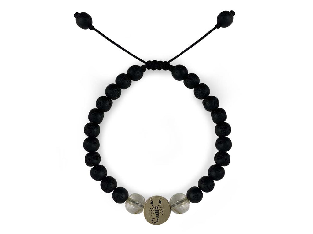 Pulsera Maya Escorpión de Cuarzo Citrino y Piedra Volcánica - pulsera de piedras