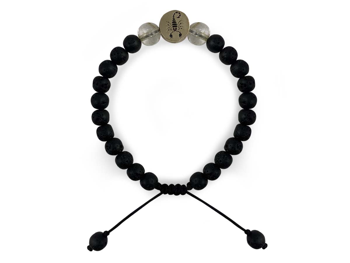 Pulsera Maya Escorpión de Cuarzo Citrino y Piedra Volcánica - pulsera de piedras
