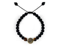 Pulsera Maya Venado de Ojo de Tigre y Piedra Volcánica - pulsera de piedras