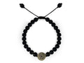 Pulsera Maya Búho de Ágata Negra y Piedra Volcánica - pulsera de piedras