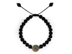 Pulsera Maya Búho de Ágata Negra y Piedra Volcánica - pulsera de piedras