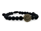 Pulsera Maya Búho de Ágata Negra y Piedra Volcánica - vista lateral