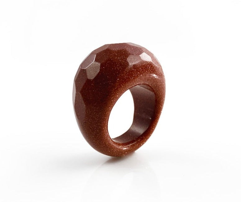 Anillo DE Aventurina Dorada Facetado - Vista 1 | MineraliA