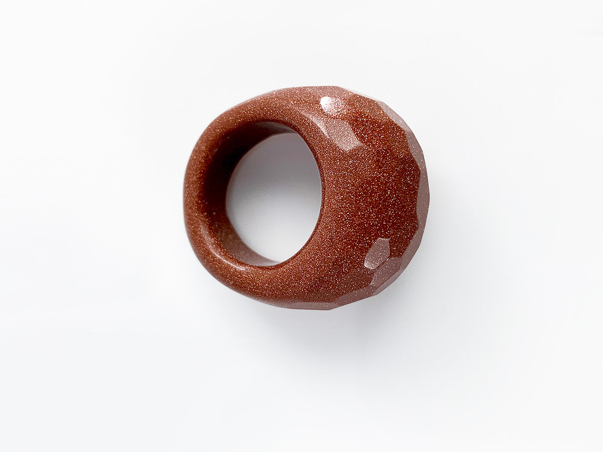 Anillo DE Aventurina Dorada Facetado - Vista 2 | MineraliA
