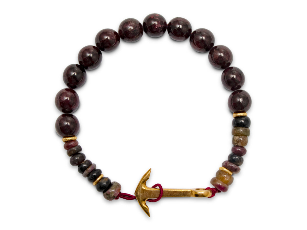 Pulsera "sailor" de Granate y Turmalina Sandía(pieza Comprometida) - pulsera de piedras