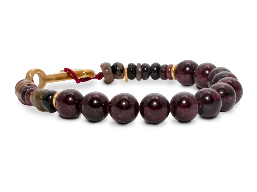 Pulsera "sailor" de Granate y Turmalina Sandía(pieza Comprometida) - vista lateral