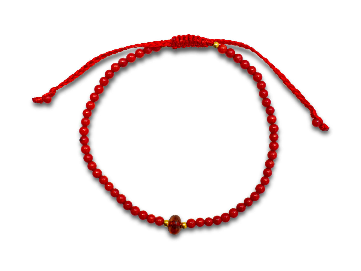 Pulsera "ámbar" de Coral Rojo - pulsera de piedras