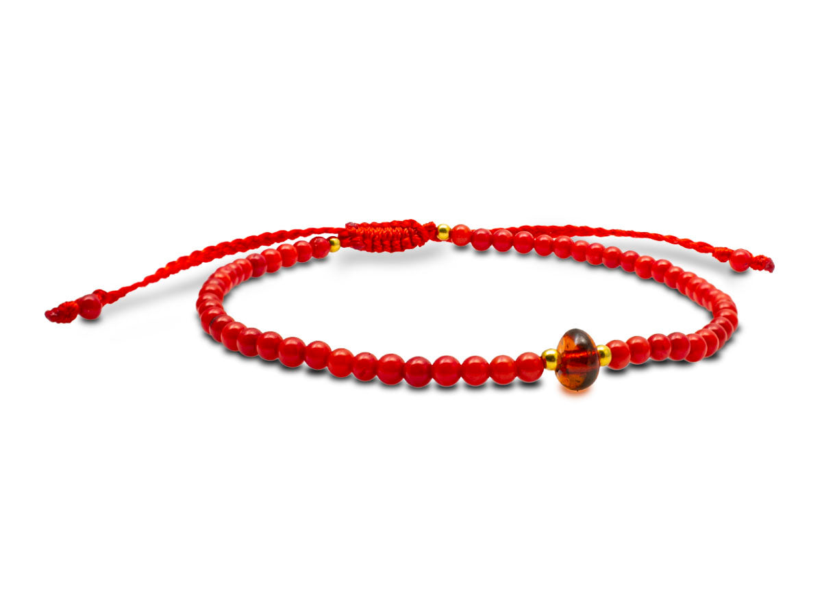 PULSERA "AMBAR" DE CORAL ROJO.