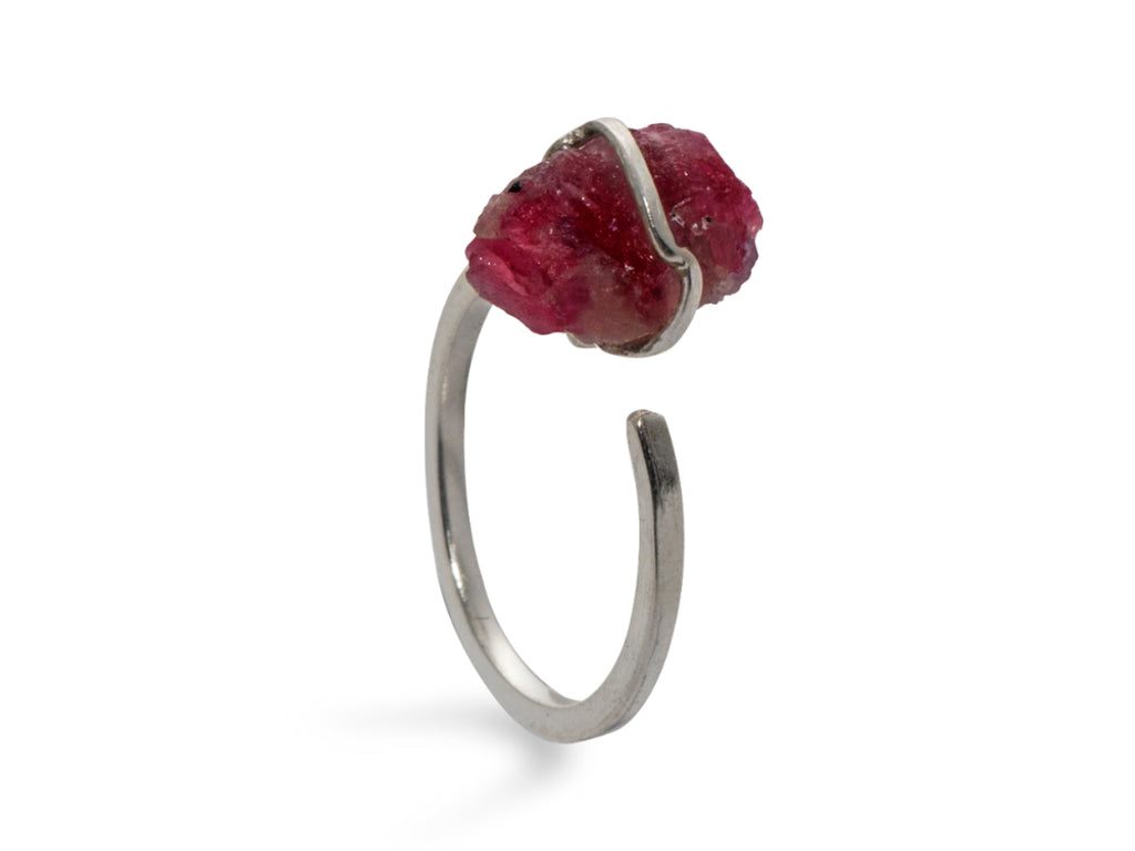 Anillo de Plata .925 con Turmalina Rosa Rústico - anillo con piedra