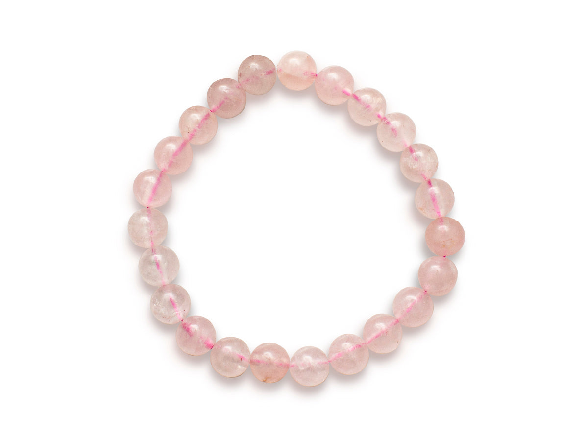 Pulsera Esferas de Cuarzo Rosa - en forma de esfera