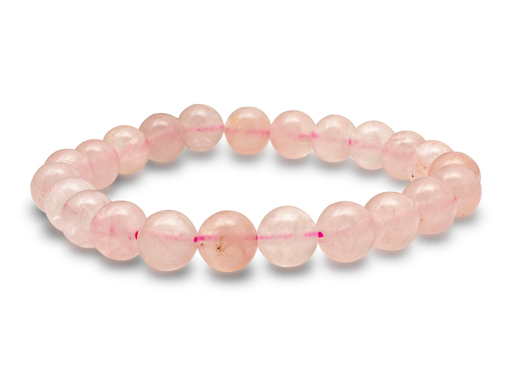 Pulsera Esferas de Cuarzo Rosa - vista lateral
