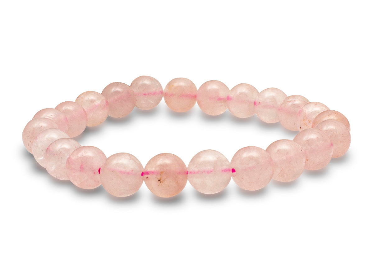 Pulsera Esferas de Cuarzo Rosa - vista lateral
